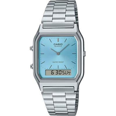 Casio שעון קוורץ מסדרת וינטג' לשני המינים Dual Time Ice Blue דגם מעבר לים ANA-DIGI AQ-230A-2A1MQY [פריט]