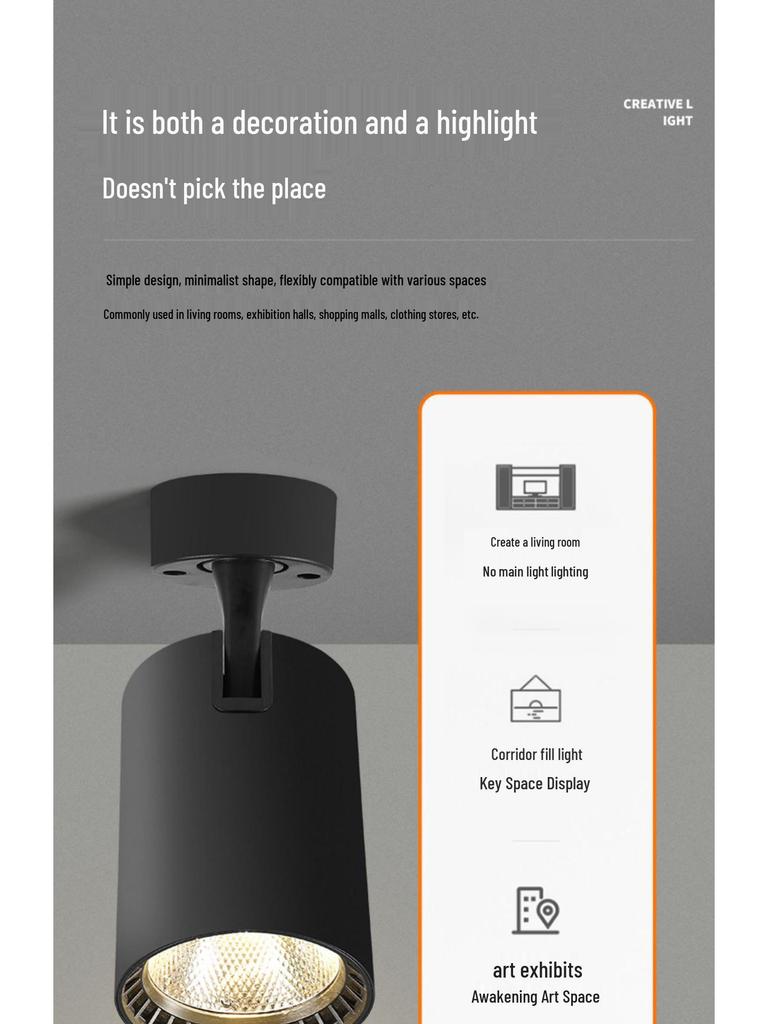 Adjustable Angle Surface Mounted Spotlight - Compact Ceiling Downlight