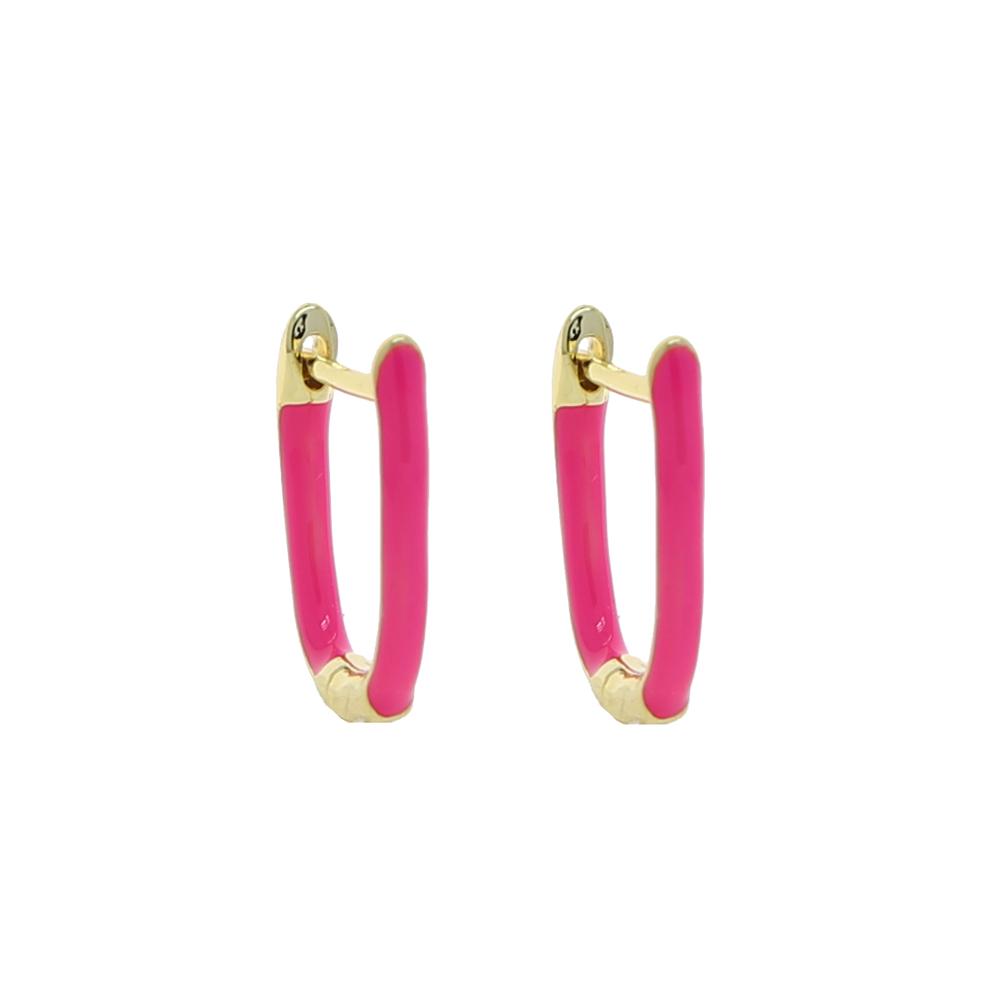 Promotion Vergoldeter Creolen-Ohrschmuck Ohne Zirkonia Emaille Voll Besetzt Schwarz Weiß Rosa Blau Emaille U-Form Creolenohrring für Damen
