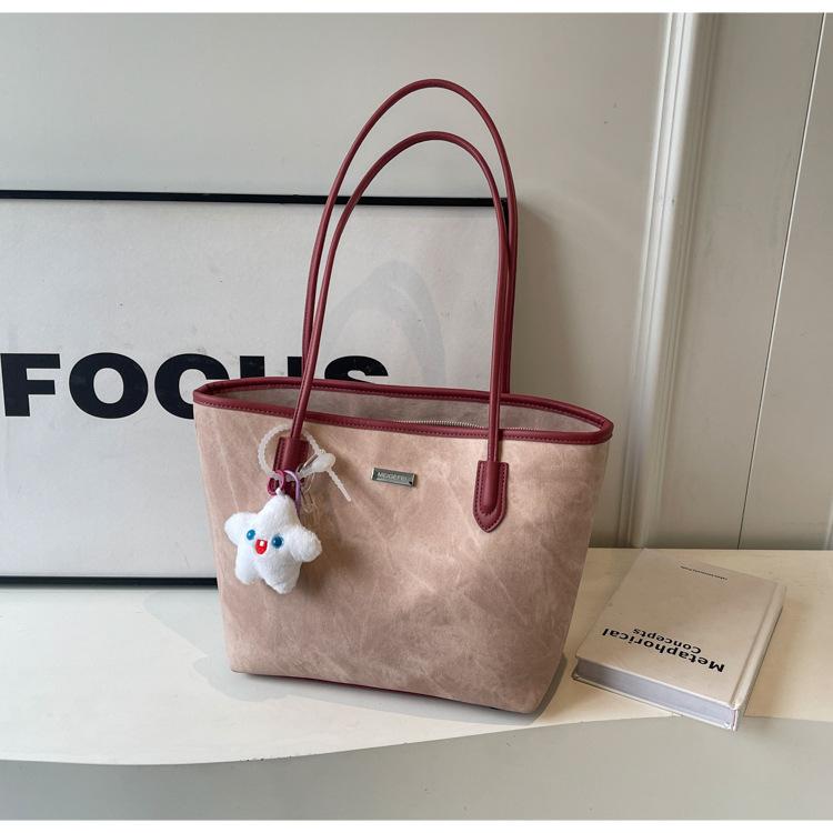 Retro big bag, new women's shoulder tote bag, versatile and large-capacity class commuter bag, fashionable