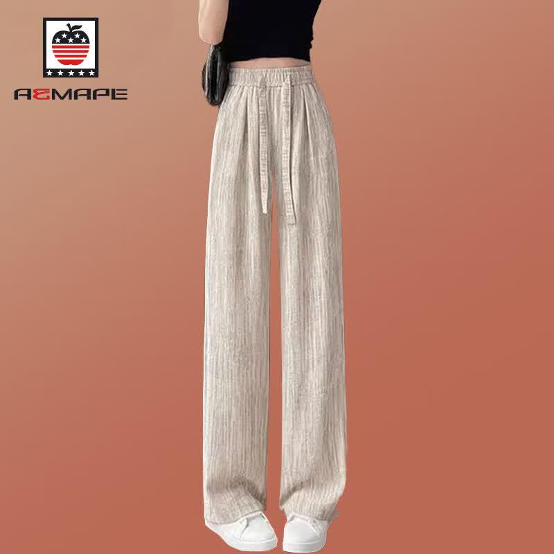 AEMAPE Women s Ice Silk Wide-Leg Pants L