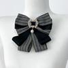 Korean Multi-layer Fabric Bow Brooch Rhinestone Crystal Shirt Collar Pins for Women Fashion Bowknot Jewelry Accessories