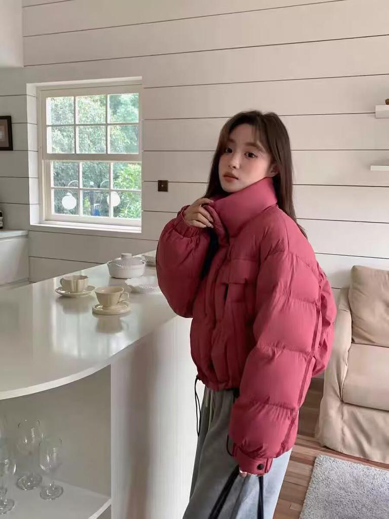 Women's 2025 Autumn/Winter Thickened Stand-Up Collar Down Jacket - Short, Petite, Korean Style, Fashionable & Warm