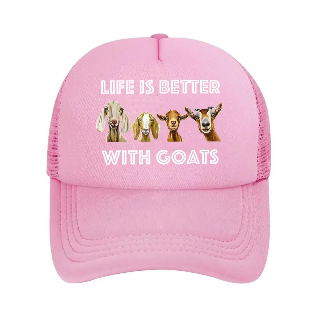 Life Better Goats Graphic Goat Lover Mesh Baseball Cap For Womens Unisex FeUnisex Beach Dad Hat Hip Hop