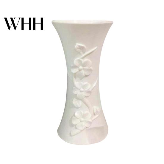 Plastic Embossment Vase Flower Arrangement Pot Container Home Office Table Decor