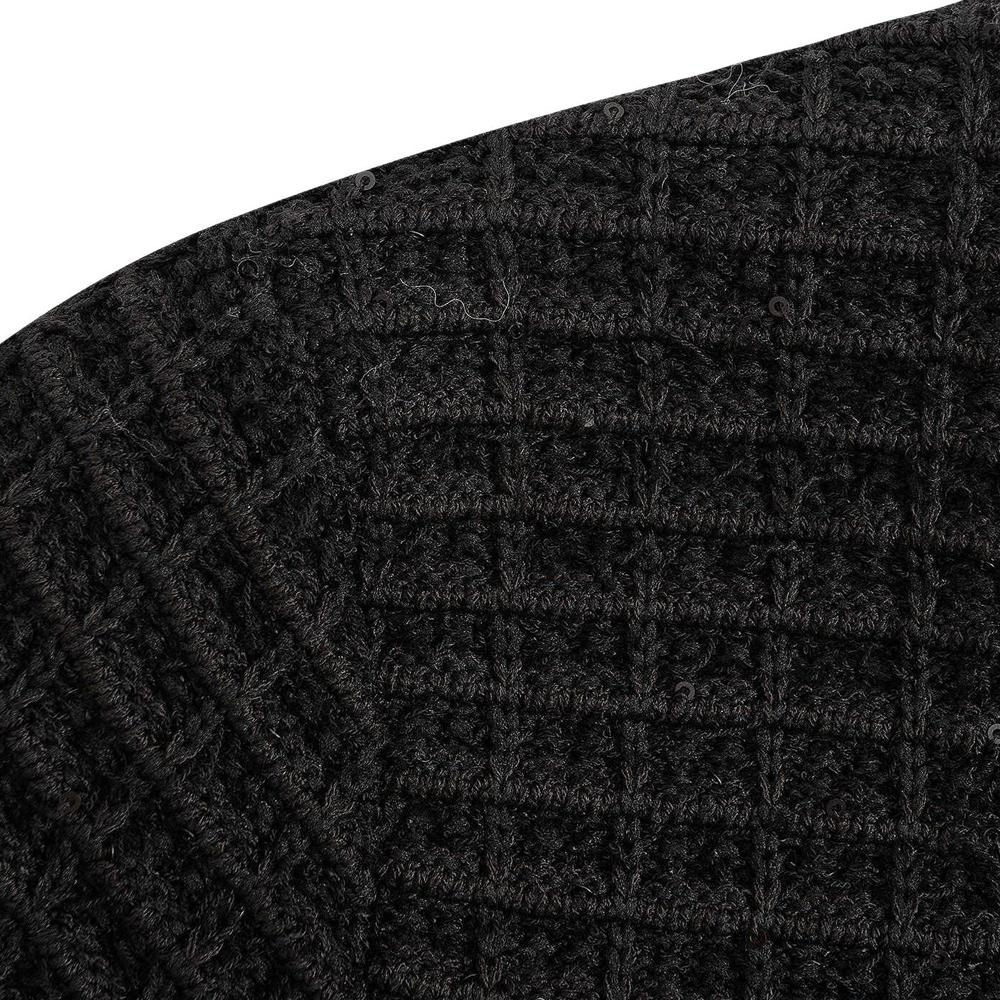 Karl Lagerfeld French Style Light Luxury High-End Round Neck Lace Knit Short Sleeve Dress Women dress Black M21E13G4