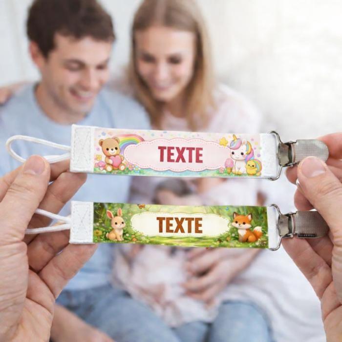 Planetee Attache tétine pour prénom KAYDEN bébé d'amour abeille garçon | Attache sucette cadeau naissance