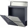 Mailbox Wall-Mounted Weatherproof with Newspaper Holder and 2 Keys for Exterior Wall, Dark Grey