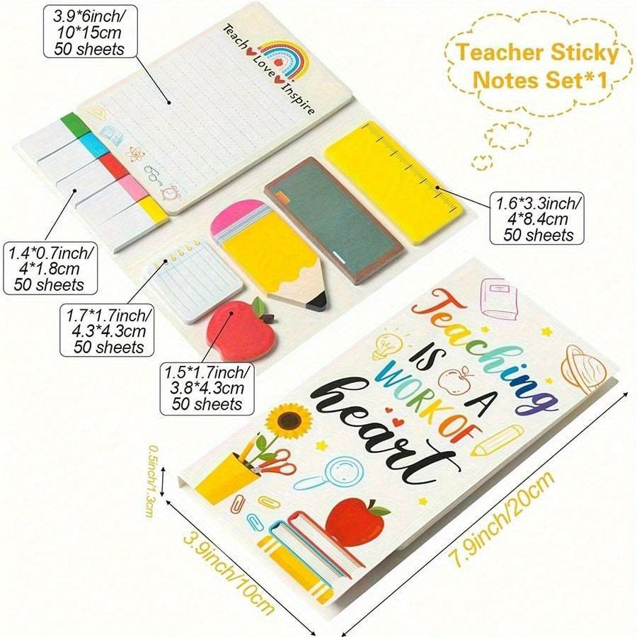 Teacher Sticky Notes Set - Teaching Supplies Shaped Sticky Note Pads Teacher To Do List Notepad Writing Memo Pads For Teacher Appreciation