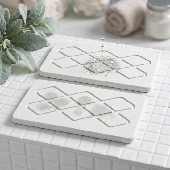 2Pcs Diatomite Absorbent Tray for Kitchen Soap Dish Plant Pot Mat