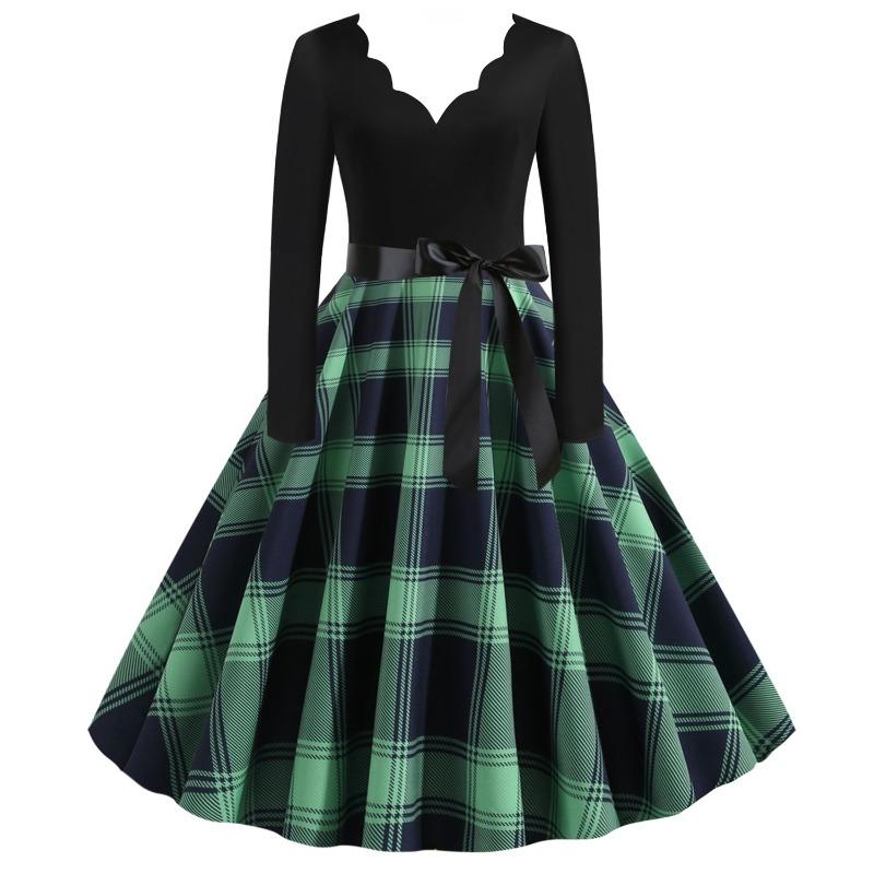 BITCED Fashion Spring Autumn V-Neck Long Sleeve  Casual Dresses
