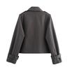 Autumn Women's Coat Solid Cropped Trench Coat Vintage Double Breasted Long Sleeve Short Jacket Lapel Collar Windbreaker