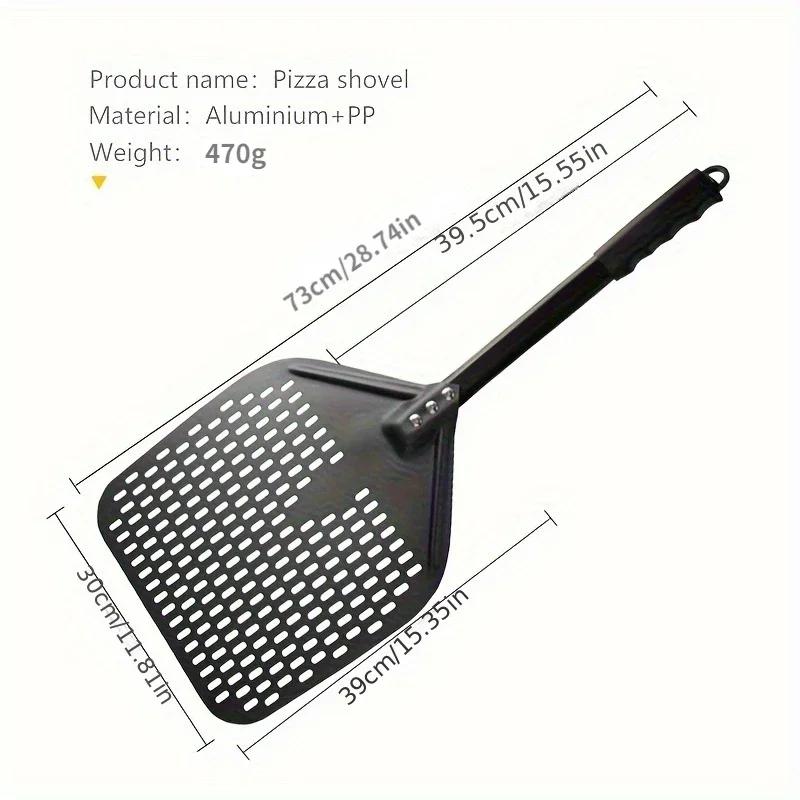 1PC Perforated Pizza Peel, 30.48 X 35.56 Cm Rectangular Pizza Transfer Peel, Professional Aluminum Turning Pizza Paddle