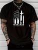 Faith Over Fear American Flag Cross Graphic T-Shirt Patriotic Christian Tee