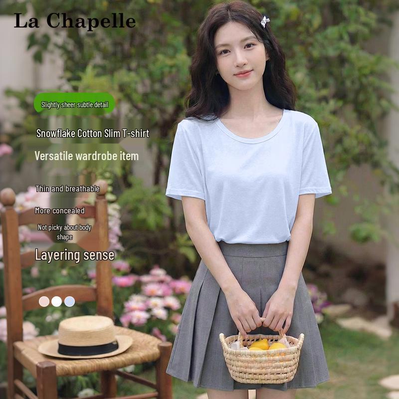 

Женская хлопковая футболка с коротким рукавом и снежинками La Chapelle 2XL
