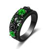 Huajie Personality Women's Rose Carving Zircon Eyes Skull Rings Gothic Style Gun Black Ring Accessories  Trend