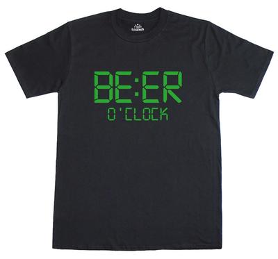 Maglietta Divertente da Uomo Beer O'Clock Vestibilità Regolare Cotone Nuova Stampa Luminosa al Buio
