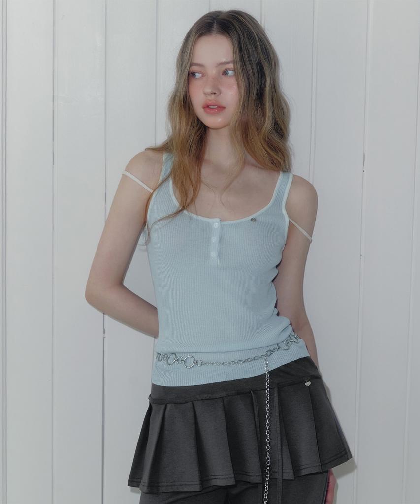 Teuwi Tuden Double Strap Button Knit Sleeveless