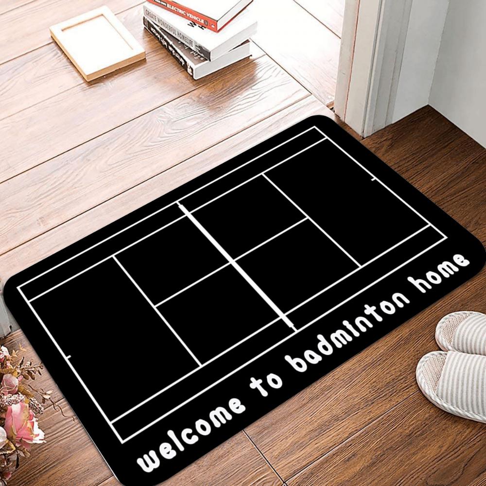 1 pièce Paillasson Motif Terrain de Tennis Football Multicolore Tapis Antidérapant Salon Chambre à Coucher Tapis de Porte d'Entrée Intérieur Extérieur Durable
