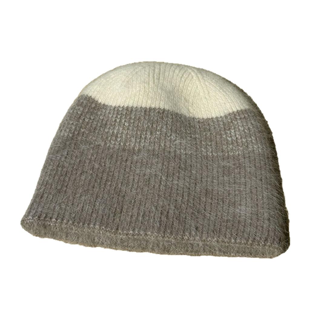 New Knitted Hat with Large Head Circumference Woolen Hat for Women Korean Style Hat Winter Fashion Color Matching Warm Plush Cold Hat
