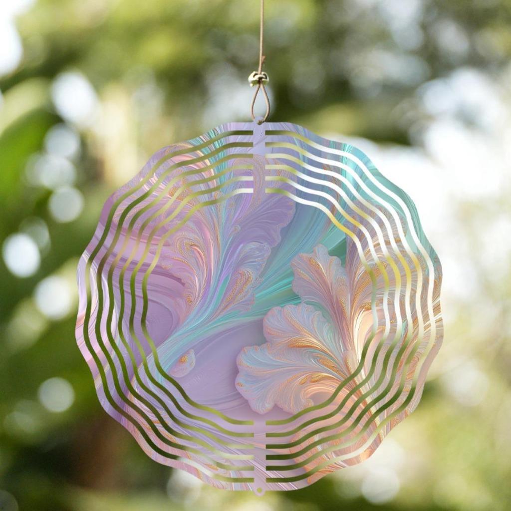 10 Inch Bohemian Style Metal Wind Chime with Rotating Hook Mandala Design for Garden Patio Yard Decor Holiday Gift for Family Friends