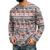 Men's Corduroy Long Sleeve Crewneck Top with Christmas Print for Holiday Casual Wear