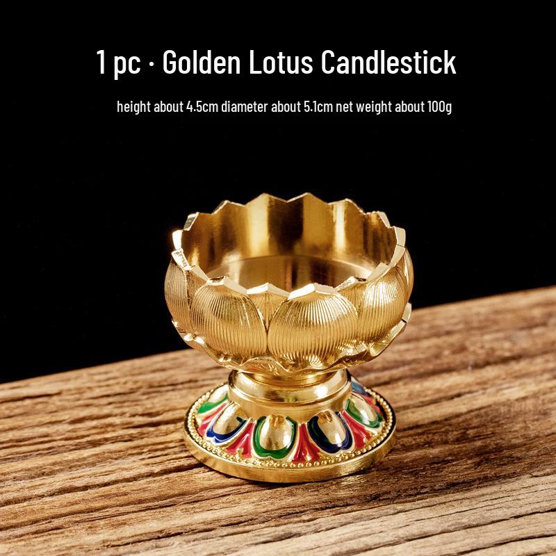 Ganzmetall Lotus Butterlampenhalter Set für Buddhistische Opfergaben