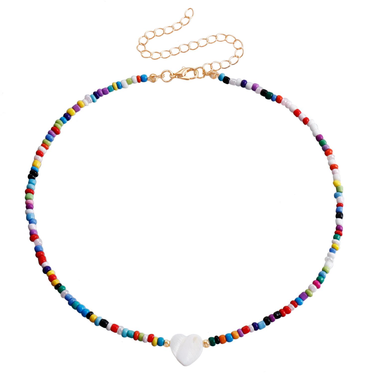 

Красочное ожерелье-чокер из бисера для девочки Весна Лето Новый дизайн Любовное сердце Колье Ювелирные изделия Дропшиппинг 1PCS разноцветный