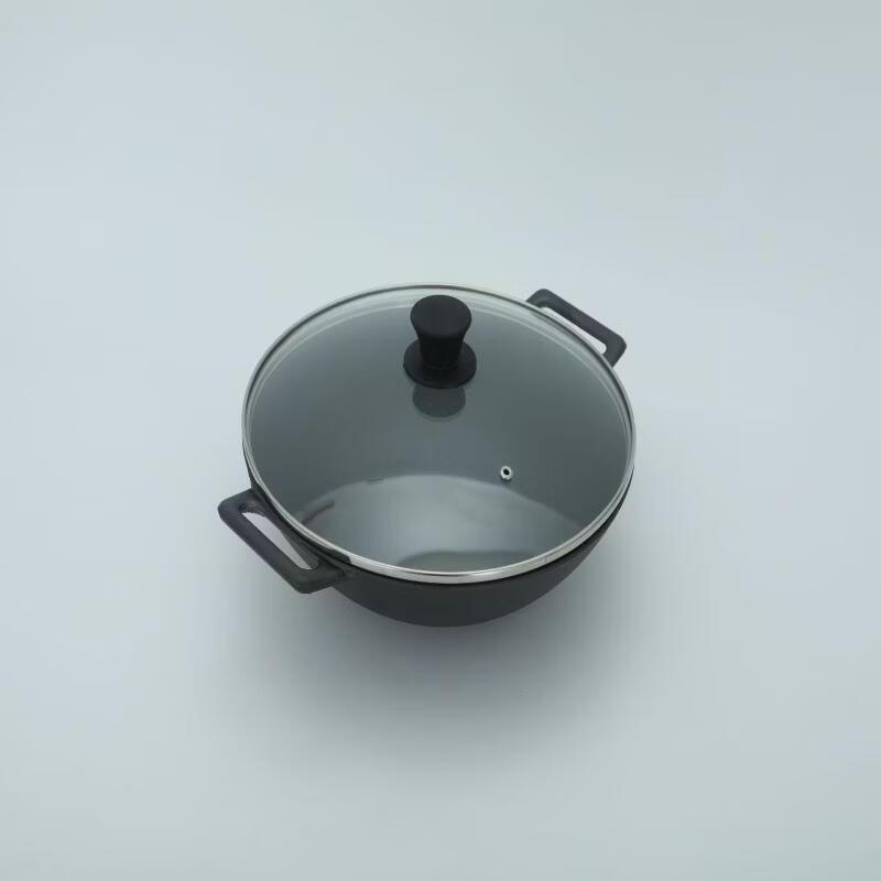 Zhi Shi Thickened Cast Iron Dry Pot with Glass Lid