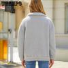Women's Fall and Winter Long-sleeved Cardigan Zipper Plush Splicing Ladies Short Jacket