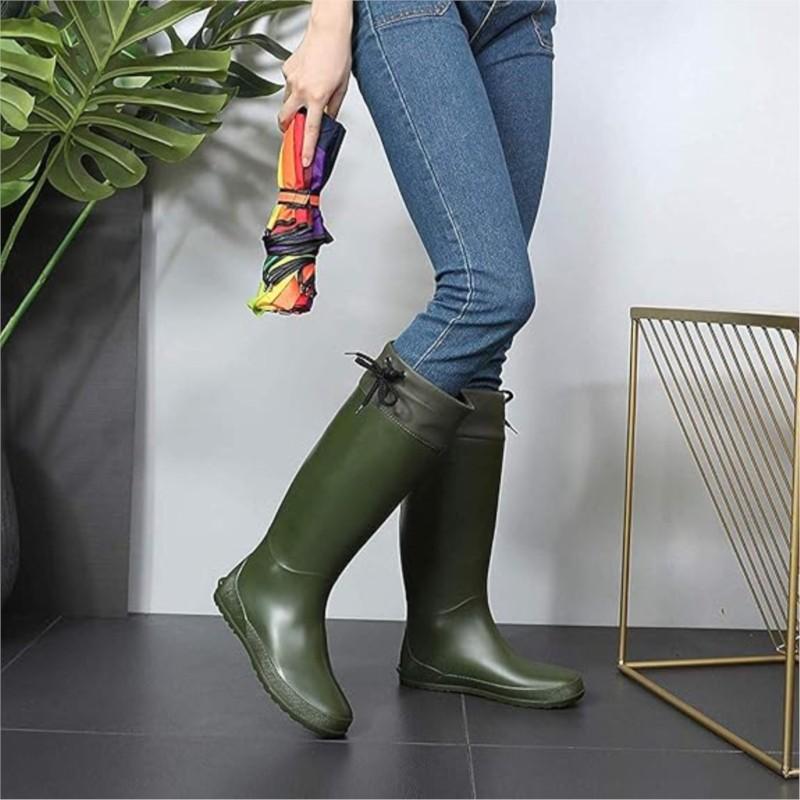 Fashion Crestar Women's Rain Boots Outdoor Super Waterproof Rubber Garden Boots Mud Boots Lady Non-slip Ultra Lightweight Flat Wellies