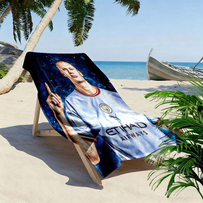 Erling Braut Haaland Print Beach Towel, Large Soft Quick Dry Towel for Beach Camping Swimming