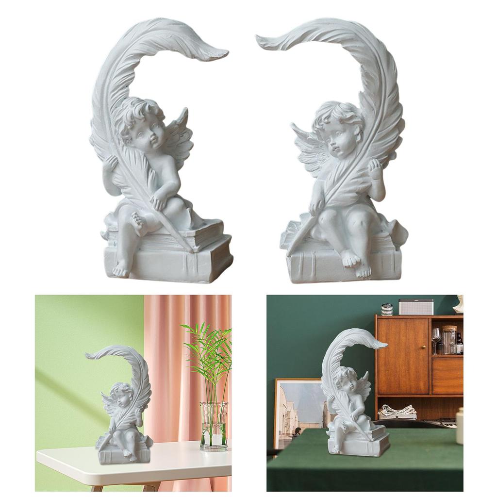 Wing Cherub Figurines Collection Memorial Figure Artwork Adorable Angel Statue for Wedding Bookshelf Bedroom Tabletop Decoration
