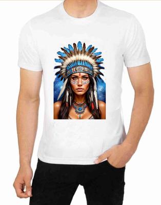 T-shirt con Stampa Vintage di Arte Nativa Americana - Ragazza Vergine