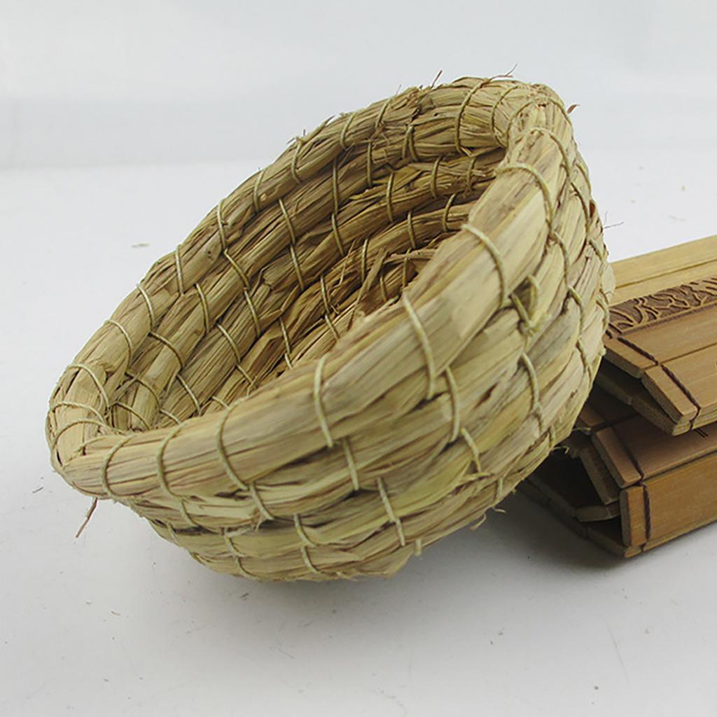 Handwoven Natural Straw Basket Durable Round Shape Storage Organizer for Home Office Kitchen Decorative Use