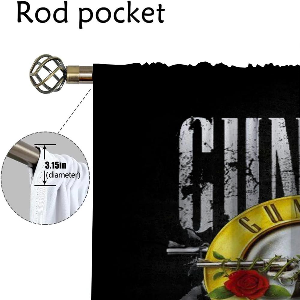 Guns N'Roses Trennwand Heim Vorhänge 2 Stück Wohnzimmer Vorhang Halloween Dekoration Jalousien Vorhänge für Schlafzimmer