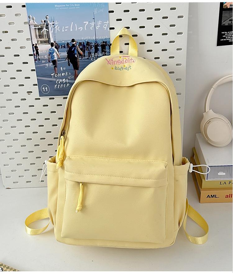School bag letter simple Mori backpack ins style casual versatile commuter college student school bag large capacity solid color backpack