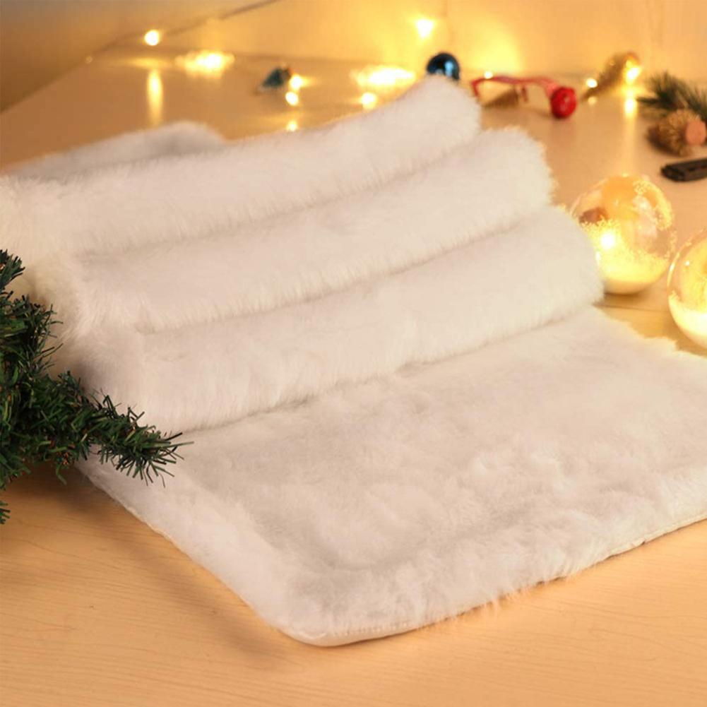 

Christmas Table Runner Plush European Style Restaurant Family Table Decoration Tablecloth White