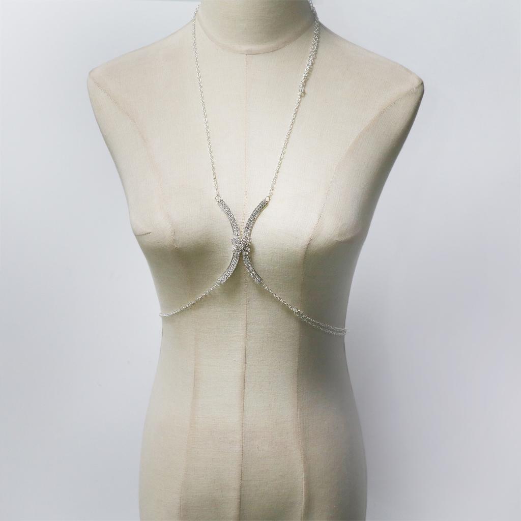 European And American Jewelry, Fashionable Butterfly-Shaped Rhinestone Breast Chain, Sexy Nightclub Party Wear