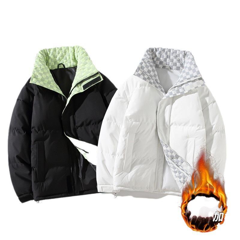 Winter Thickened Cotton-padded Clothes for Men and Women of the Same Style Hong Kong Style Loose Casual Thickened Velvet Warm Stand-up