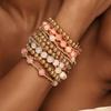 Retro Gold Multi-strand Bracelet Set: Contrasting Color Beaded Stackable Luxury Fashion Jewelry for Women