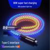 RGB 100W Fast Charging Type-C Cable for Apple and Huawei - Car Streamer Colorful Glow
