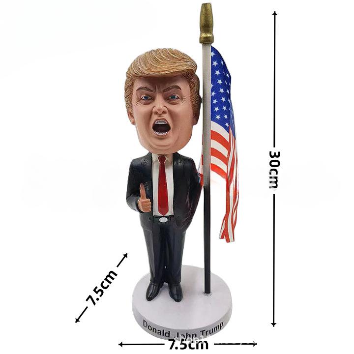 Vtipná panenka kývající hlavou Trump Pryskyřičná figurka Trump Kreativní parodie postavy Vložky do pera Figurky Sběratelská stolní ozdoba