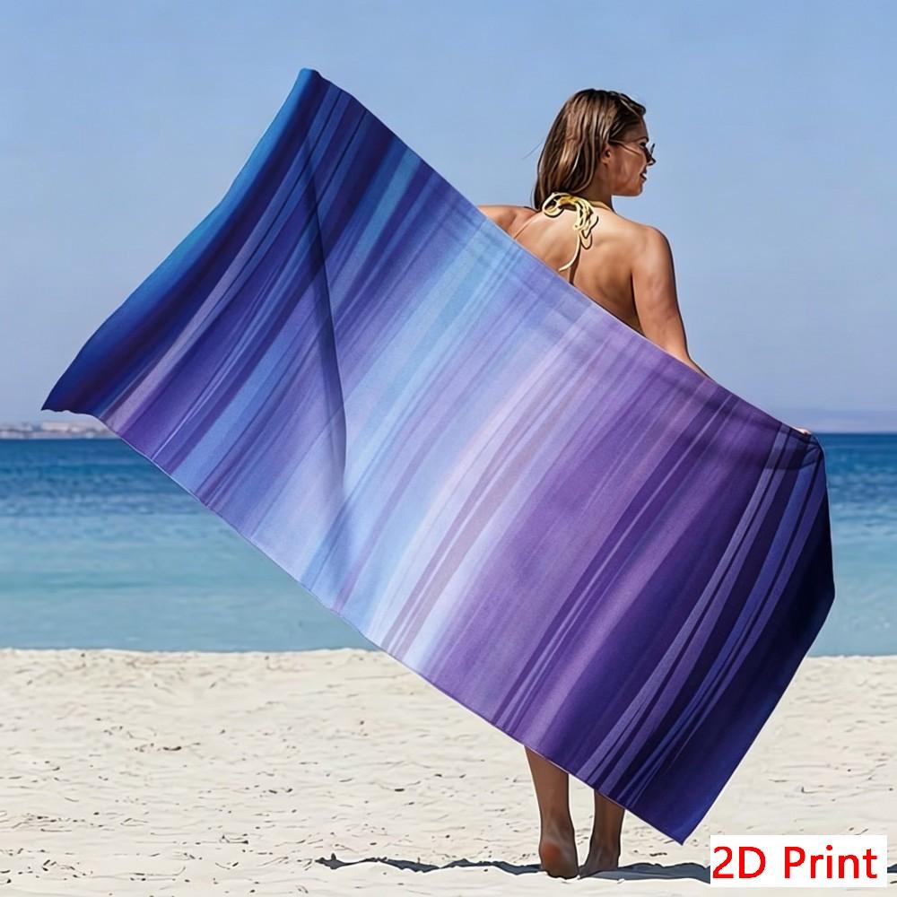 Large Gradient Stripe Beach Towel Soft Breathable Quick Dry Towel For Women Men Trendy Minimalist Beach Vacation Gift