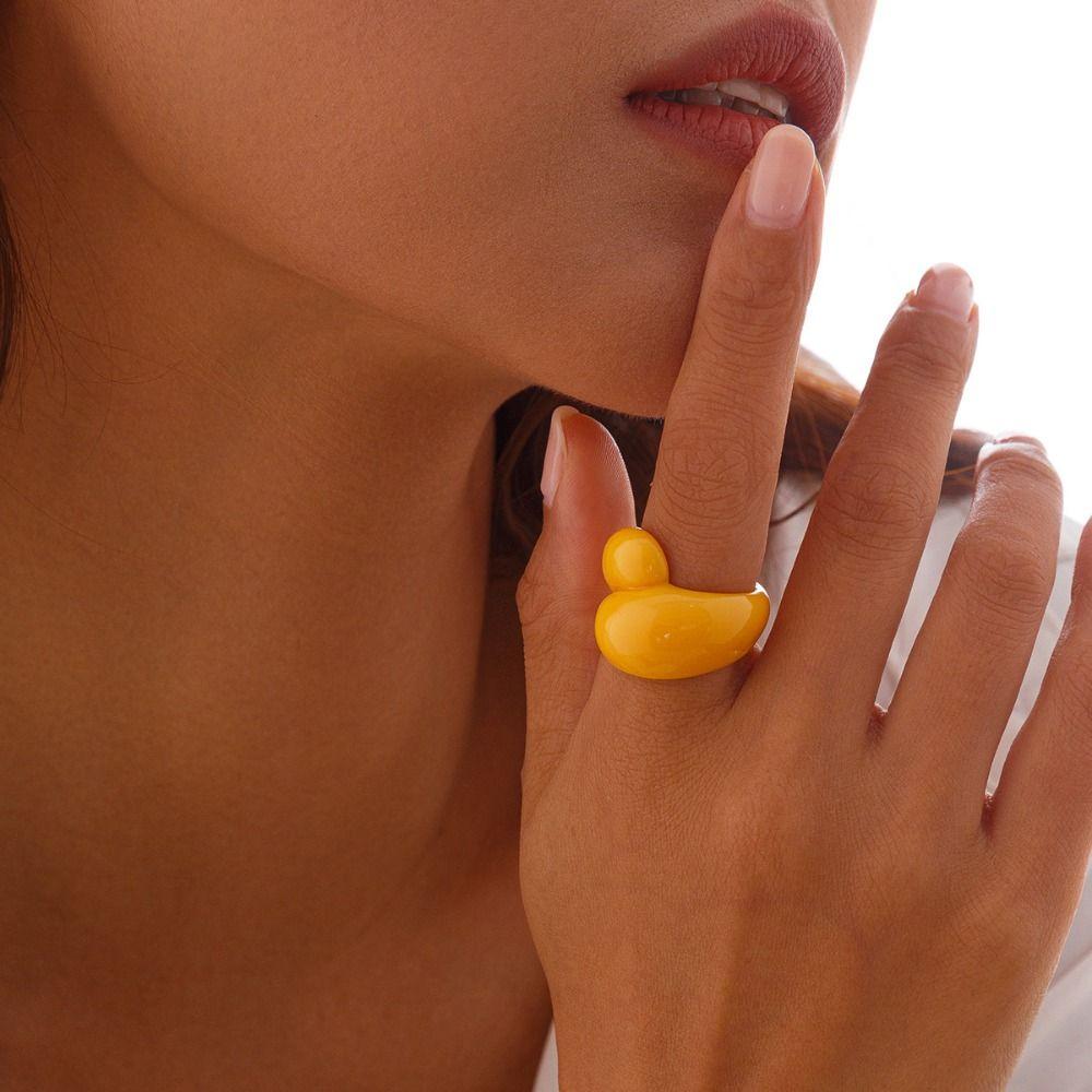 Resin Boho Geometric Open Ring Multicolor Y2K Vintage Ring Dual Purpose Jewelry