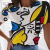 Mens Breathable Quick-Dry Short Sleeve T-Shirt With 3D Digital Print Loose Fit Cotton-Blend Sports