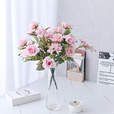Buquê de Rosas de Simulação Europeu 12 Garfos Arranjo de Flores para Sala de Estar em Casa Flor Artificial Decoração de Mesa de Hotel Flor de Seda Buquê de Rosas