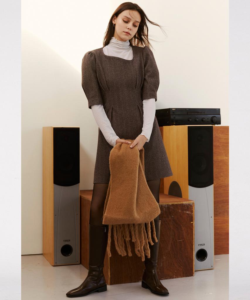 Leusejiem Puff Mini Dress - Brown