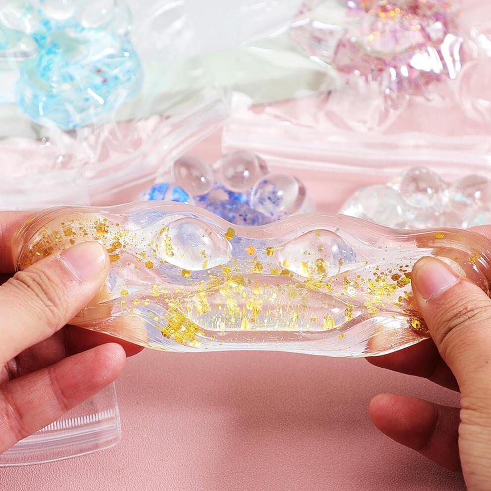 Cat Paw Squeezes Toy for Stress Relief, Sequined Cat Paw Squishy, Soft Hellgrün Color, Ideal for Adults and Children