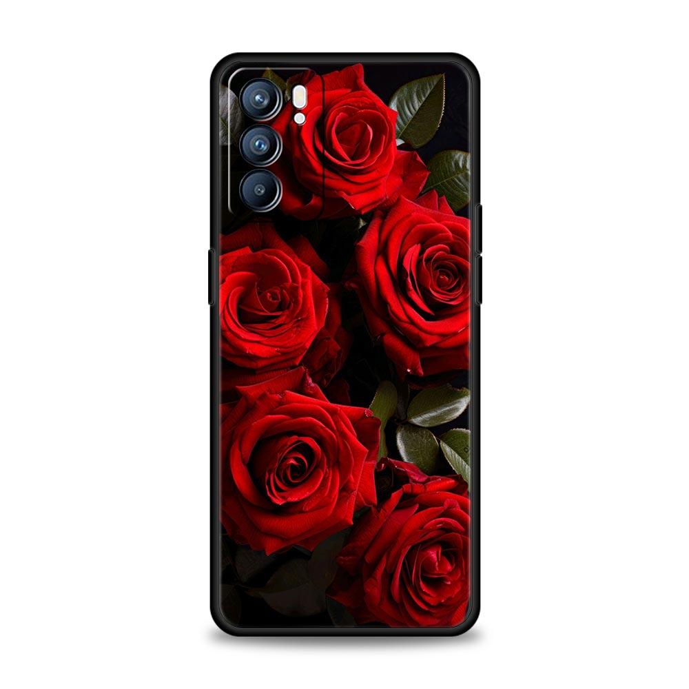 Beautiful Red Rose Flowers Phone Case For Oppo Reno8 Reno7 Reno6 Pro A54 5G Find X6 X5 A53 A52 A9 A15 A95 A17 A16 A57 A31 Cover